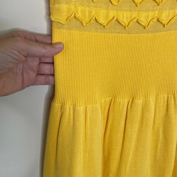 RED Valentino Flared knit dress in rich buttercup Size Large sheer feminine - Picture 6 of 11